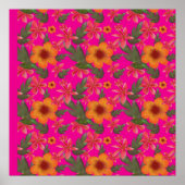 Nahtloses Blumenmuster Rote Blumen Hübsche Botanik Poster (Vorne)