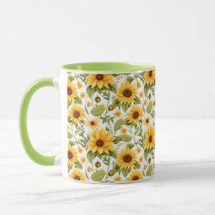 Nahtloses Blumenmuster, Sonnenschein und Gänseblüm Tasse