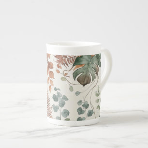 Nahtloses Boho-Blumenmuster Blumen Porzellantasse