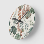Nahtloses Boho-Blumenmuster Blumen Runde Wanduhr (Winkel)