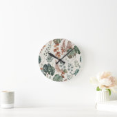 Nahtloses Boho-Blumenmuster Blumen Runde Wanduhr (Zuhause)