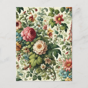 Nahtloses Botanisches Blumenmuster Feiertagspostkarte