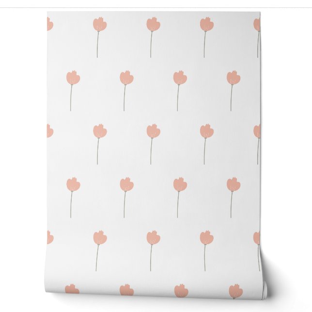 nahtloses botanisches einfaches Muster mit Blumen  Tapete (Abrollen)