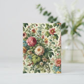 Nahtloses botanisches Muster Feiertagspostkarte (Stehend Vorderseite)