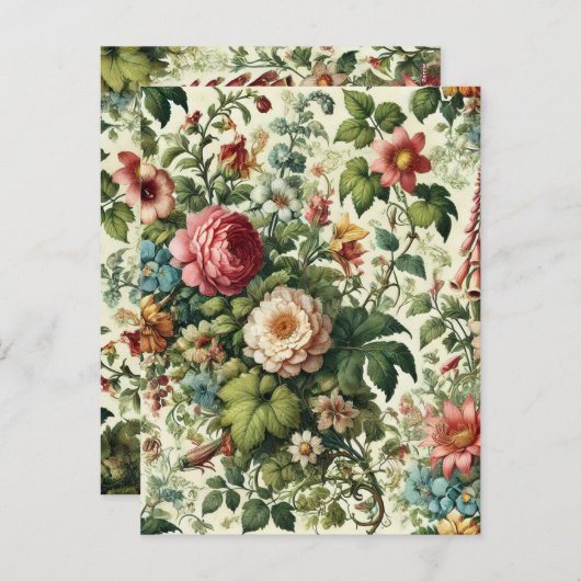 Nahtloses botanisches Muster Feiertagspostkarte (Vorne/Hinten)