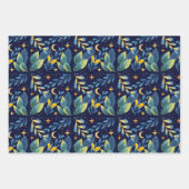 Nahtloses Botanisches Muster in Mitternacht Geschenkpapier Set (Vorderseite 3)