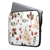 Nahtloses botanisches Muster mit weißem Hintergrun Laptopschutzhülle (Vorderseite Links)