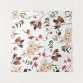 Nahtloses botanisches Muster mit weißem Hintergrun Wandteppich (Vorderseite (Horizontal))