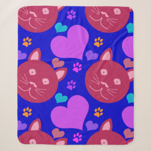 Nahtloses Cartoon-Wandbild mit Katzen-Gesicht und Sherpadecke