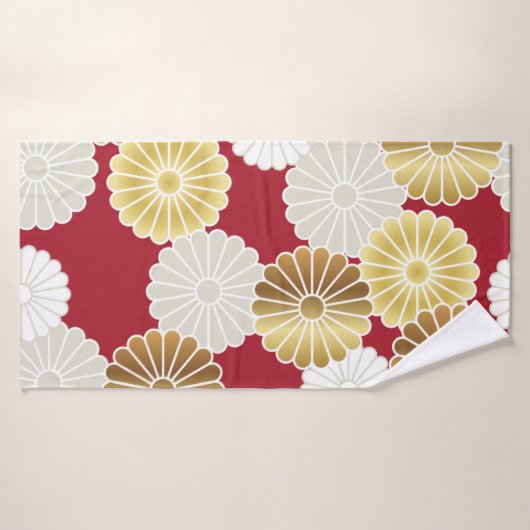 Nahtloses Chrysanthemum im japanischen tra Badehandtuch (Badehandtuch)