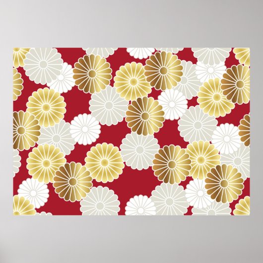 Nahtloses Chrysanthemum im japanischen tra Poster (Vorne)
