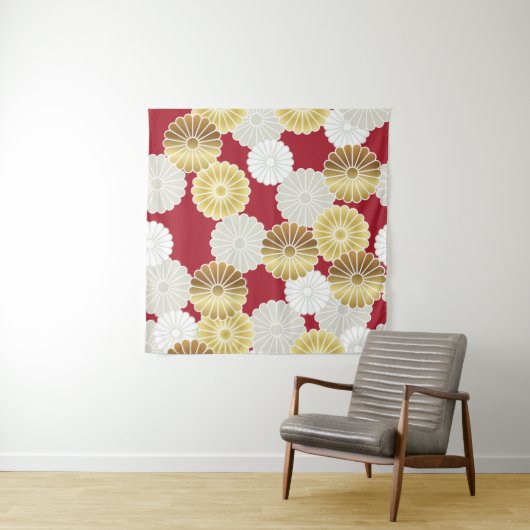 Nahtloses Chrysanthemum im japanischen tra Wandteppich (Beispiel (Horizontal))