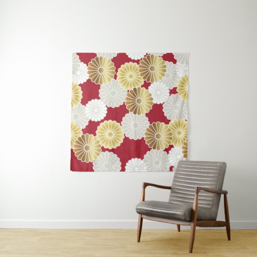 Nahtloses Chrysanthemum im japanischen tra Wandteppich (Beispiel)