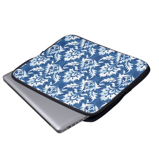 Nahtloses Damastmuster Laptopschutzhülle (Vorne Knopf)