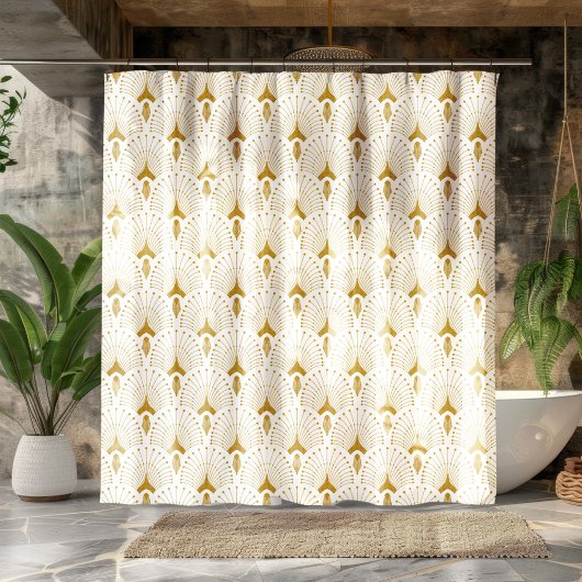 nahtloses Deko-Muster aus Gold und Weiß Duschvorhang