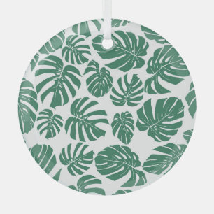 Nahtloses, dekoratives Muster mit Monstera-Blätter Ornament Aus Glas