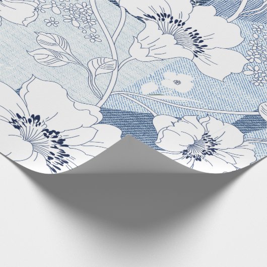 Nahtloses Denim-Patchwork für die Blume Geschenkpapier (Ecke)