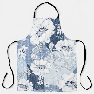 Nahtloses Denim-Patchwork für die Blume Schürze