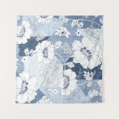Nahtloses Denim-Patchwork für die Blume Wandteppich (Vorderseite (Horizontal))