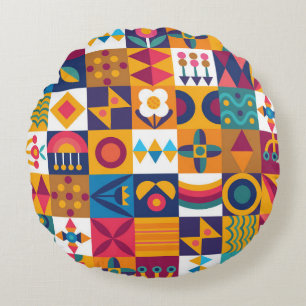 Nahtloses Design, moderne Kunst Rundes Kissen