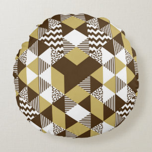 Nahtloses Dreieck: geometrische Goldmode. Rundes Kissen