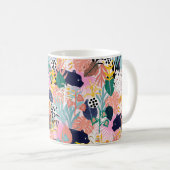 Nahtloses Dschungelmuster mit Panther, farbenfroh Kaffeetasse (VorderseiteRechts)