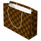 Nahtloses dunkles und hellbraunes Karomuster Große Geschenktüte (Rückseite Schrägansicht)