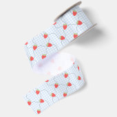 Nahtloses Erdbeer-Gingham-Muster Satinband (Rückseite)