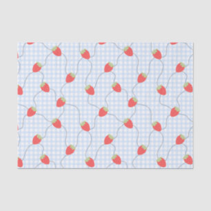 Nahtloses Erdbeer-Gingham-Muster Seidenpapier