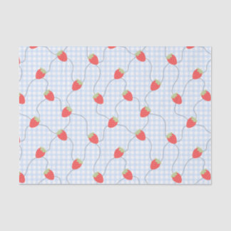 Nahtloses Erdbeer-Gingham-Muster Seidenpapier