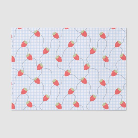 Nahtloses Erdbeer-Gingham-Muster Seidenpapier (Vorderseite)