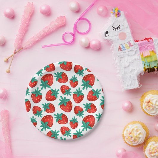 Nahtloses Erdbeermuster Frucht-Party Pappteller (Party)