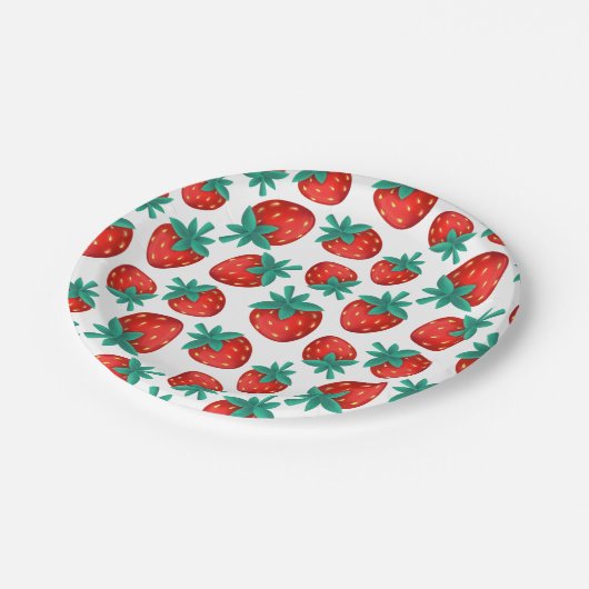 Nahtloses Erdbeermuster Frucht-Party Pappteller (Schrägansicht)