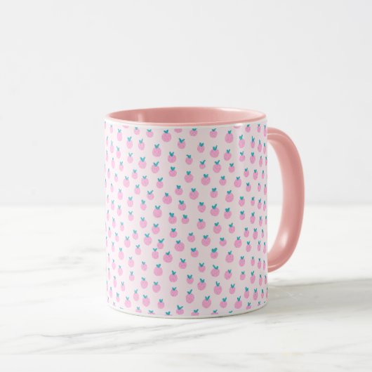 Nahtloses Erdbeermuster – Pastellrosa Süß Tasse (VorderseiteRechts)