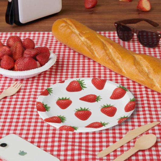 Nahtloses Erdbeermuster Süße rote Früchte Pappteller (Picknick)