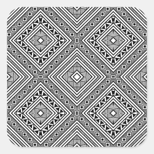 Nahtloses ethnisches Muster Quadratischer Aufkleber (Vorderseite)