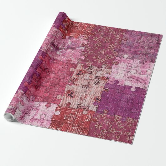 Nahtloses Farben-Stoff-Puzzle-Muster Geschenkpapier (Ungerollt)