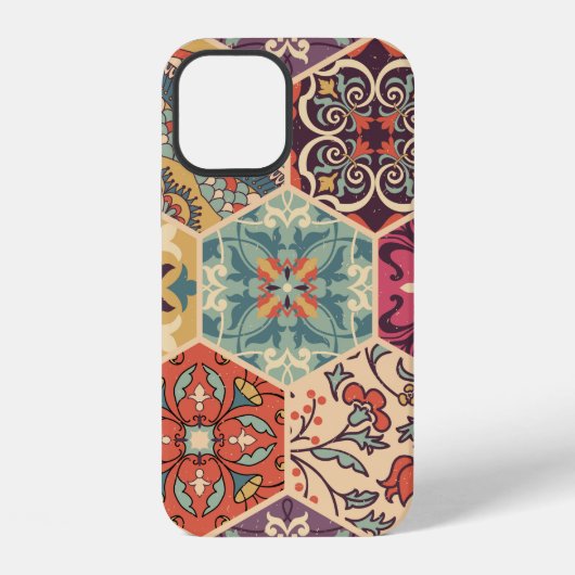 Nahtloses farbenfrohes Patchwork-Fliese mit Islam, iPhone Hülle (Rückseite)