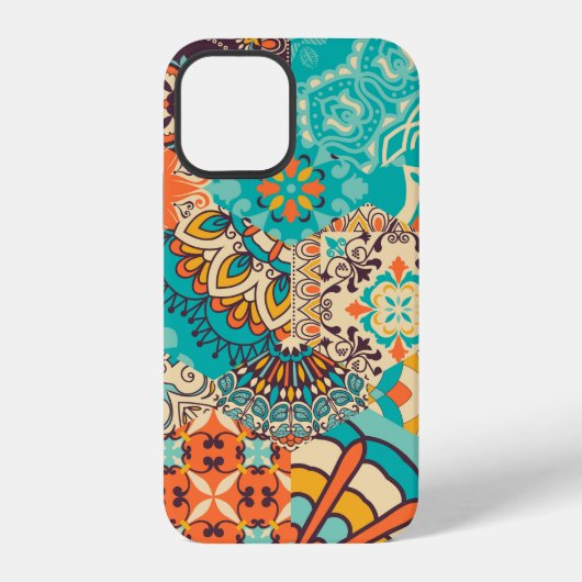 Nahtloses farbenfrohes Patchwork-Fliese mit Islam, iPhone Hülle (Rückseite)