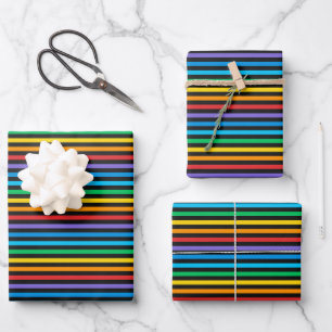 Nahtloses Farbige Regenbogenstreifen Muster Geschenkpapier Set