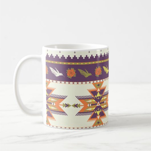 Nahtloses farbiges Aztec Muster Kaffeetasse (Links)