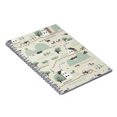 Nahtloses farbiges Muster mit Haus, Bäumen, Pferd Notizblock (Rechte Seite)