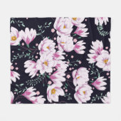 Nahtloses Federmuster mit Magnolien. Fleecedecke (Vorderseite (Horizontal))