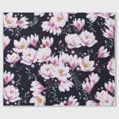 Nahtloses Federmuster mit Magnolien. Geschenkpapier (Flach)