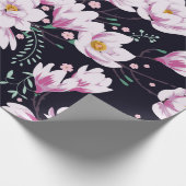 Nahtloses Federmuster mit Magnolien. Geschenkpapier (Ecke)