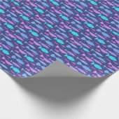 Nahtloses, flaches Muster mit Doodle-Fischen Geschenkpapier (Ecke)