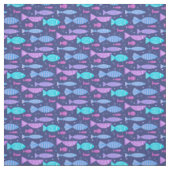 Nahtloses, flaches Muster mit Doodle-Fischen Stoff (Muster)
