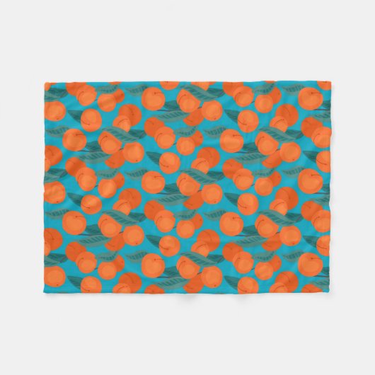 Nahtloses flaches Muster mit Pfirsichen auf Ästen Fleecedecke (Vorderseite (Horizontal))