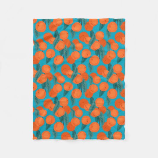 Nahtloses flaches Muster mit Pfirsichen auf Ästen Fleecedecke (Vorderseite)