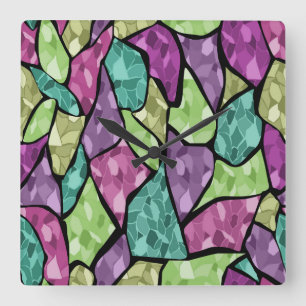 Nahtloses Fliesenmosaik kaleidoscope abstrakt mode Quadratische Wanduhr